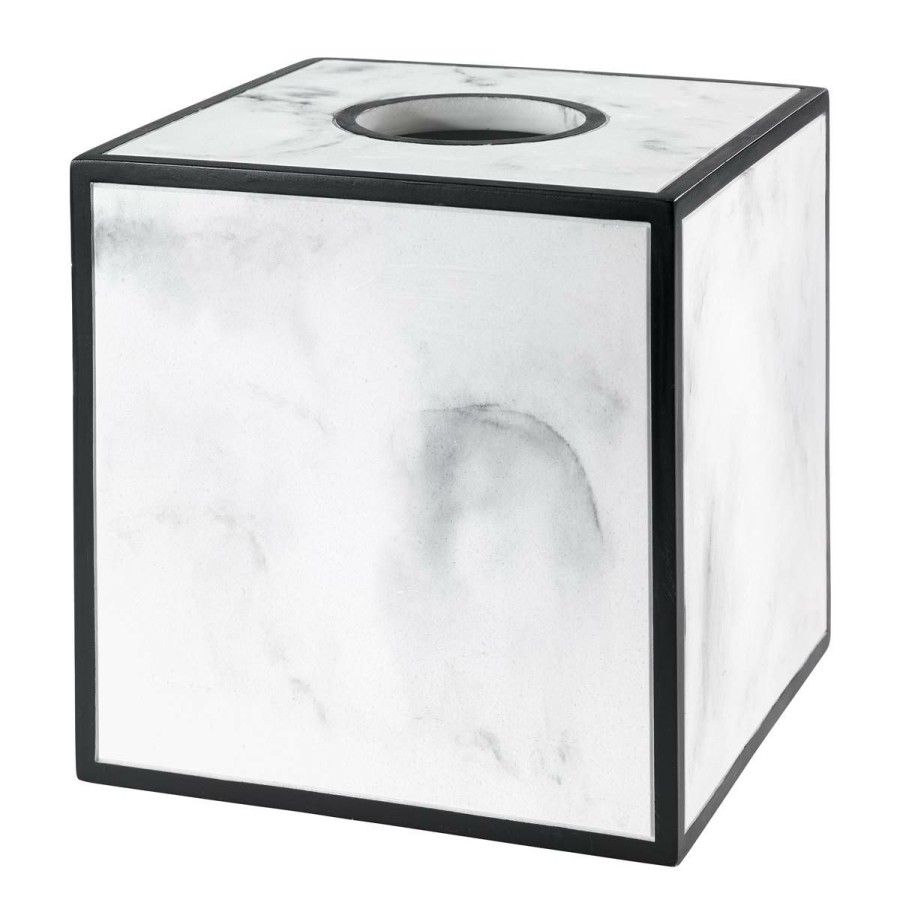 Tissue Box Holders * | Outlet Tissue Box Holders Avanti Jasper Tissue Cover White/Black