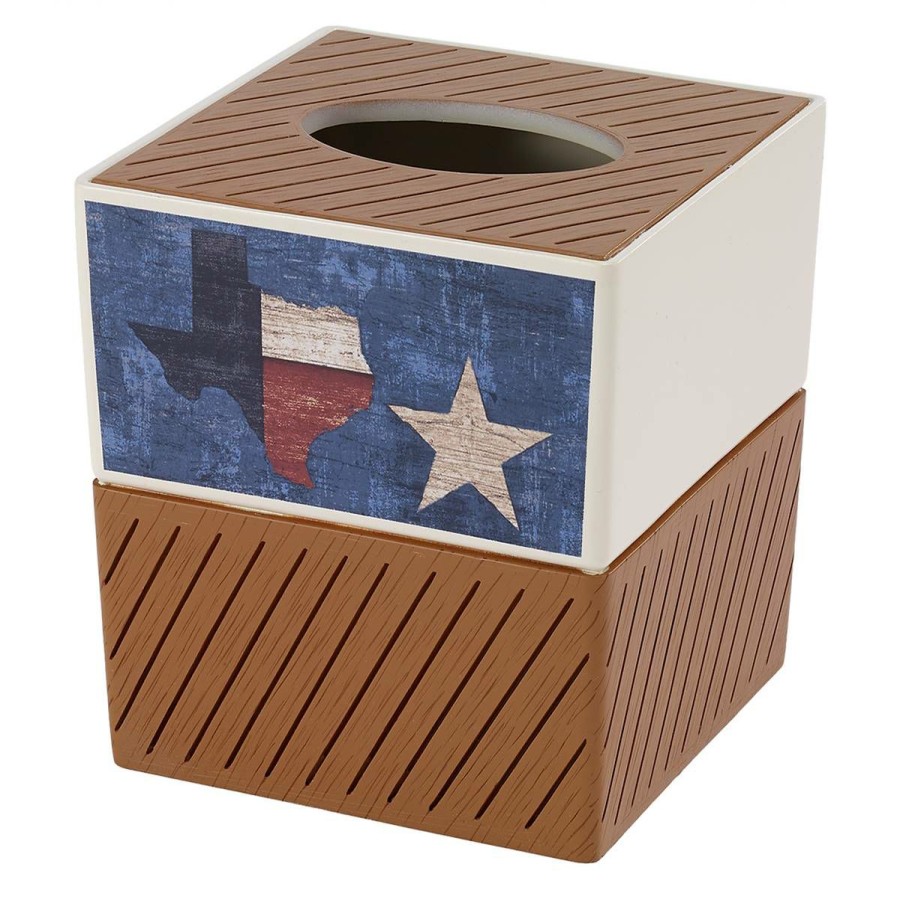 Tissue Box Holders * | Hot Sale Tissue Box Holders Avanti Home Sweet Texas Tissue Box Holder White/Multi