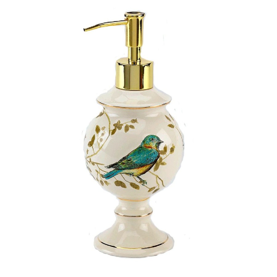 Soap & Lotion Pumps * | Flash Sale Soap & Lotion Pumps Avanti Gilded Birds Lotion Pump Ivory