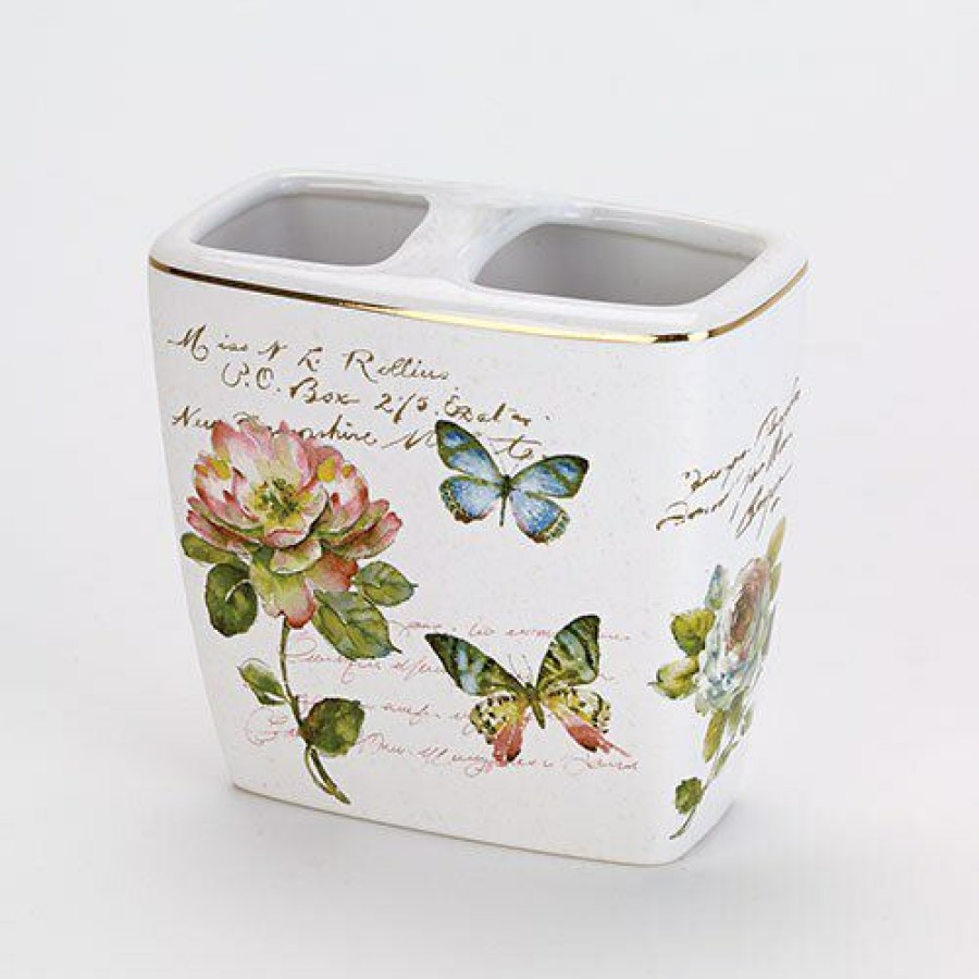 Toothbrush Holders * | Coupon Toothbrush Holders Avanti Butterfly Garden Toothbrush Holder White