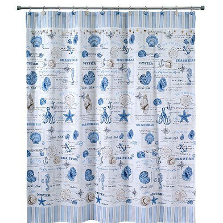 Shower Curtains * | Best Sale Shower Curtains Avanti Island View Shower Curtain Blue/White