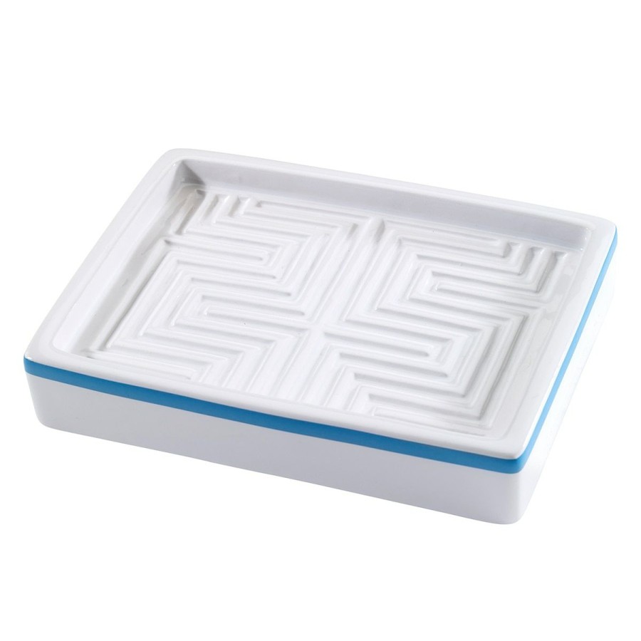 Soap Dishes * | Cheapest Soap Dishes Avanti Now House By Jonathan Adler Mercer Soap Dish White/Blue