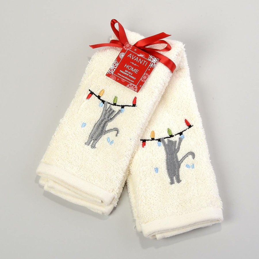 Towels * | Flash Sale Avanti Cat And Lights 2Pk. Fingertip Towels Ivory