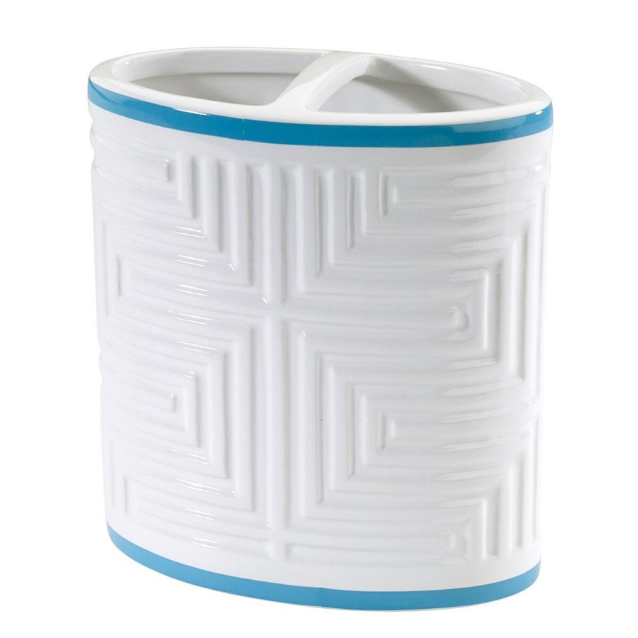 Toothbrush Holders * | Budget Toothbrush Holders Avanti Now House By Jonathan Adler Mercer Toothbrush Holder White/Blue