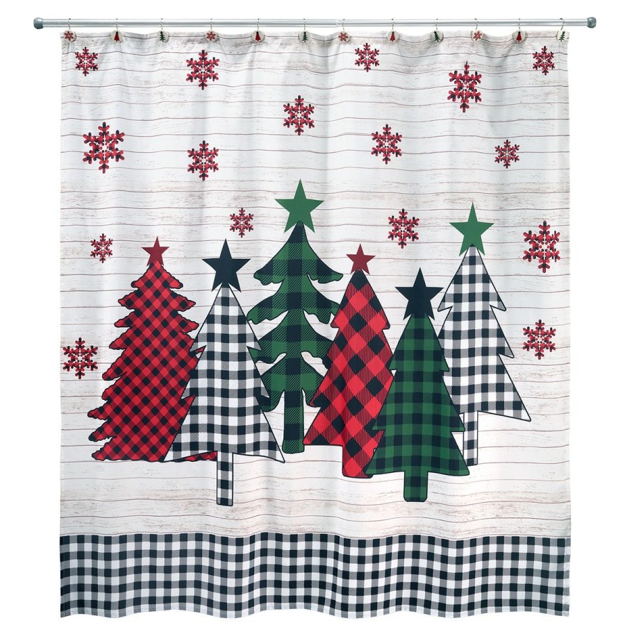 Shower Curtains * | Hot Sale Shower Curtains Avanti 'Tis The Season Shower Curtain White