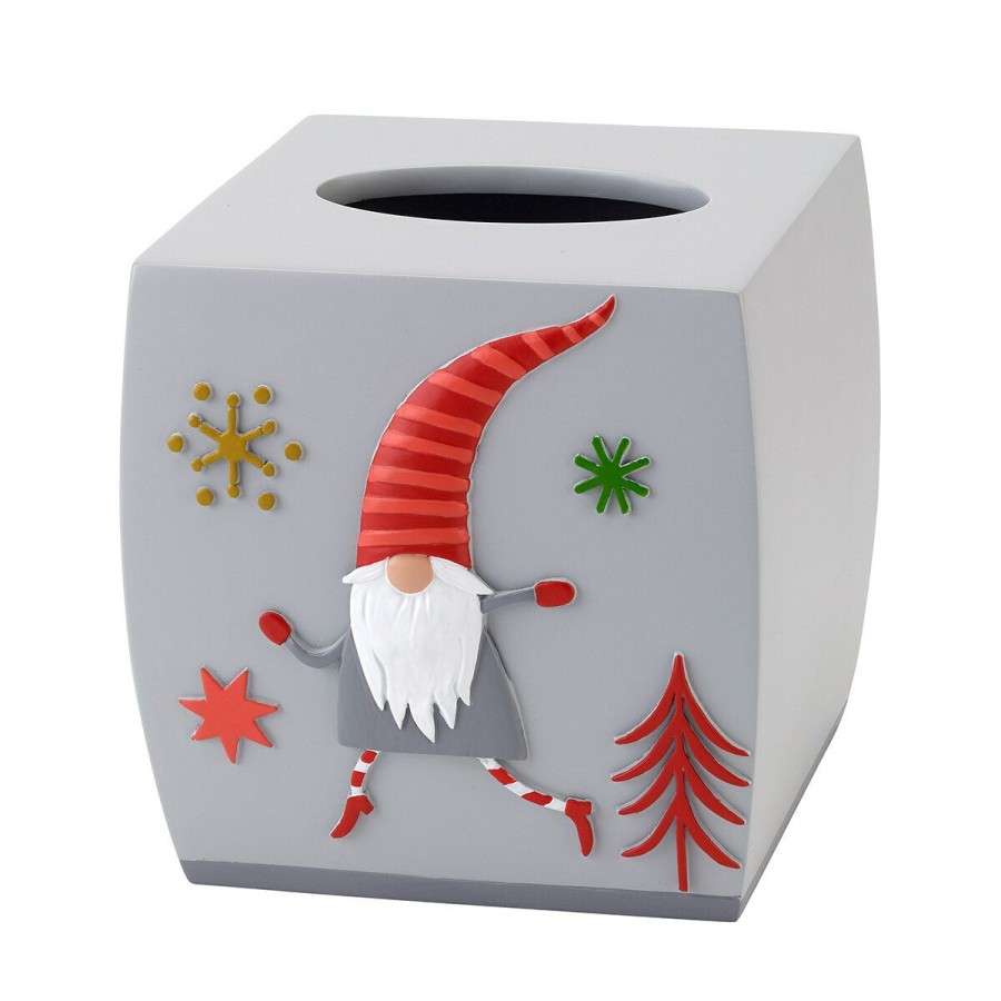 Tissue Box Holders * | Best Sale Tissue Box Holders Avanti Gnome Walk Tissue Cover Grey