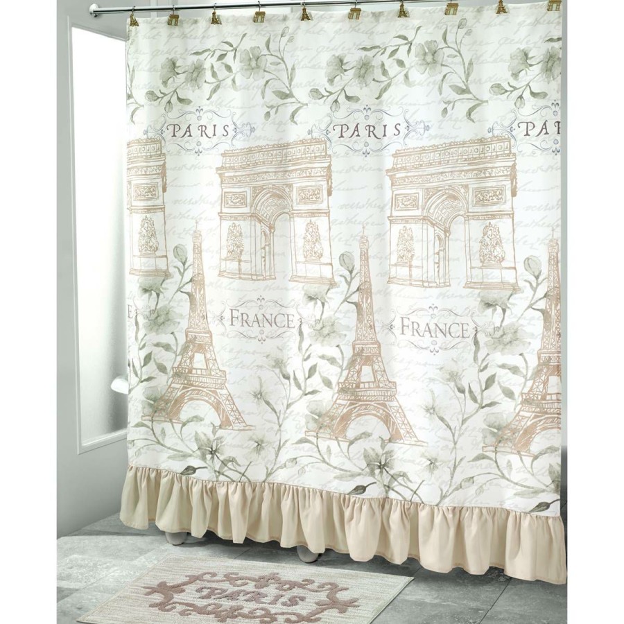 Shower Curtains * | Coupon Shower Curtains Avanti Paris Botanique Shower Curtain White-Multi