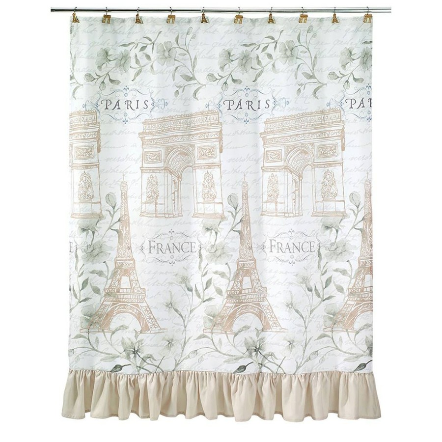 Shower Curtains * | Coupon Shower Curtains Avanti Paris Botanique Shower Curtain White-Multi