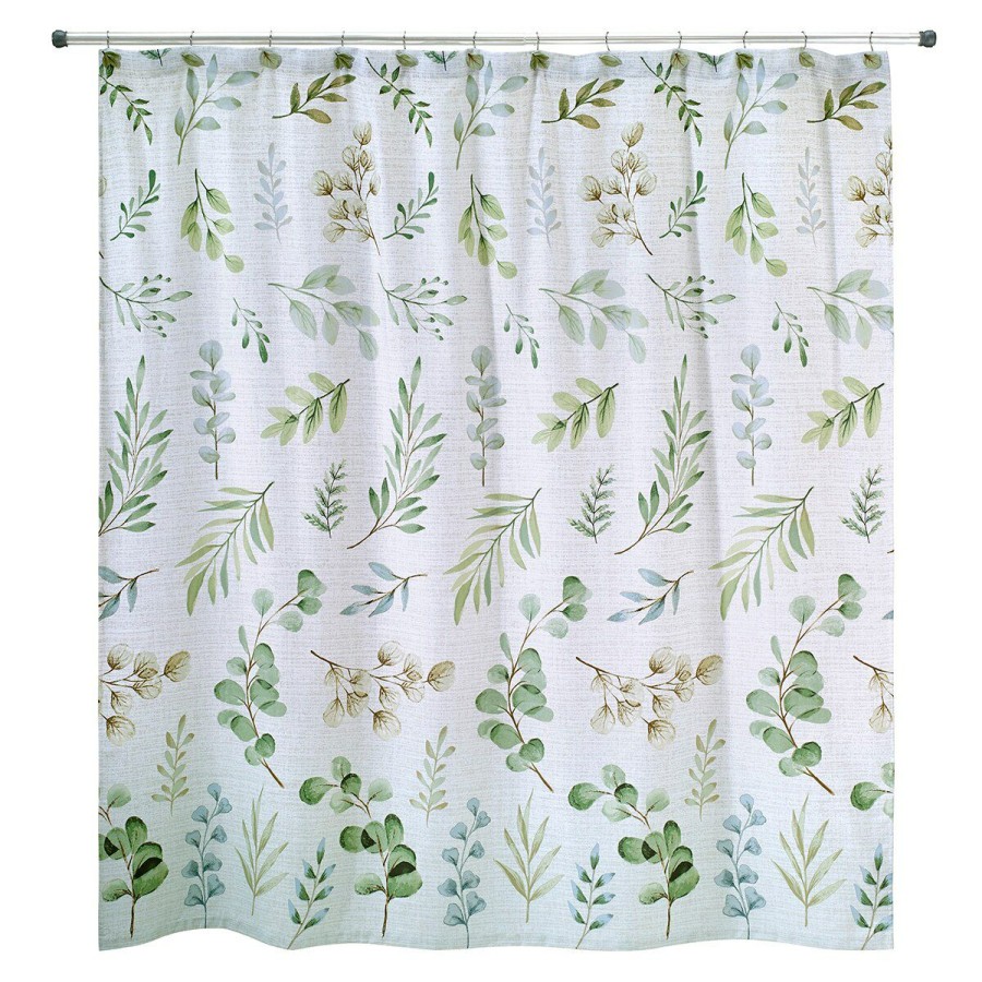 Shower Curtains * | Cheap Shower Curtains Avanti Ombre Leaves Shower Curtain White/Multi