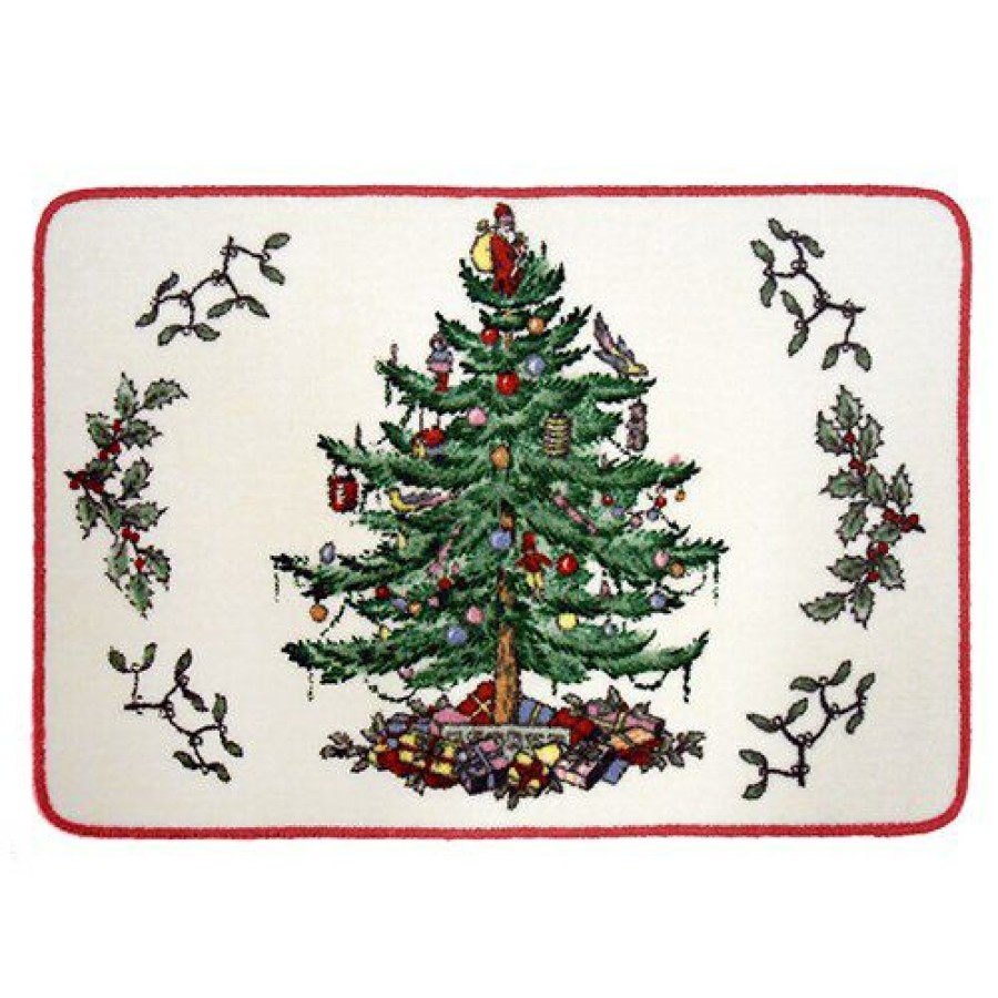 Bath Rugs & Mats * | Flash Sale Bath Rugs & Mats Avanti Spode Christmas Tree Bath Rug Red