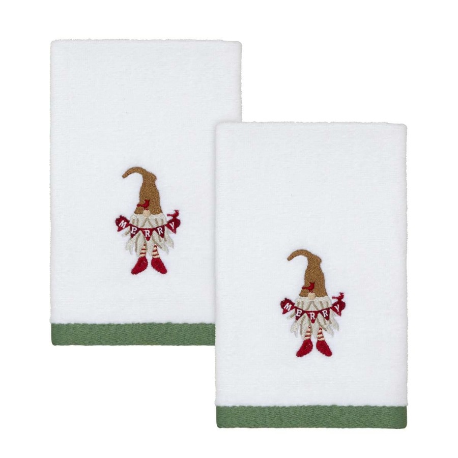 Towels * | Budget Avanti Merry Gnome 2Pk. Fingertips Towels White