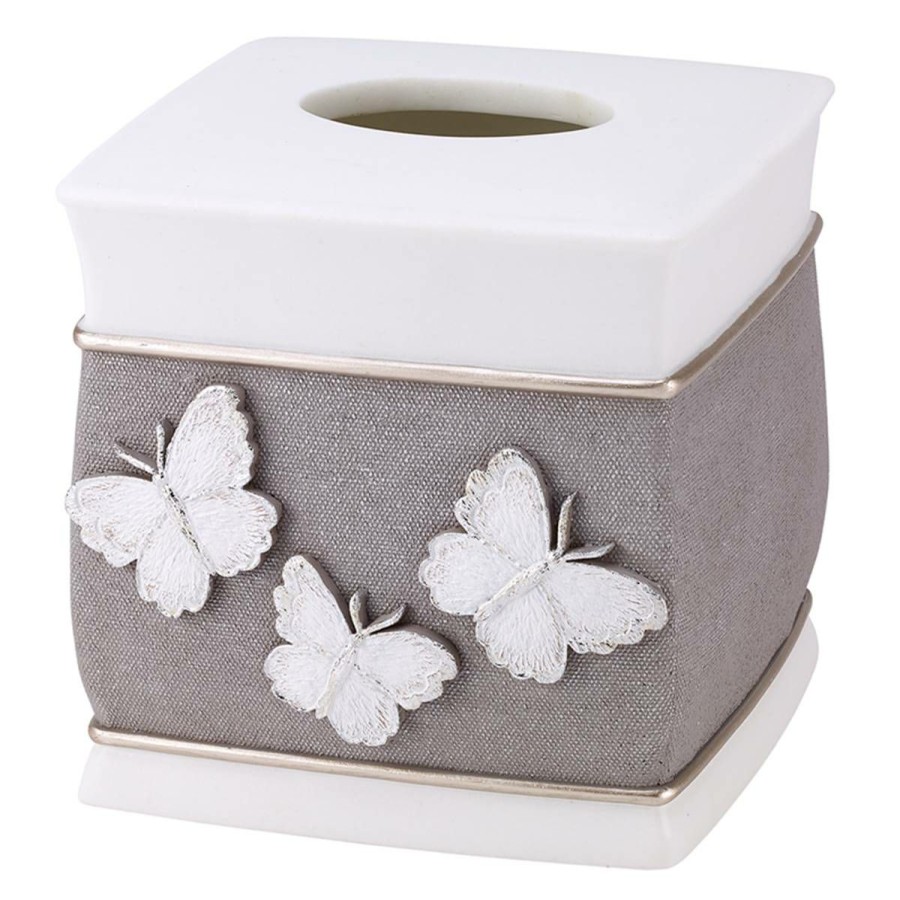 Tissue Box Holders * | Discount Tissue Box Holders Avanti Yara Tissue Cover White-Multi