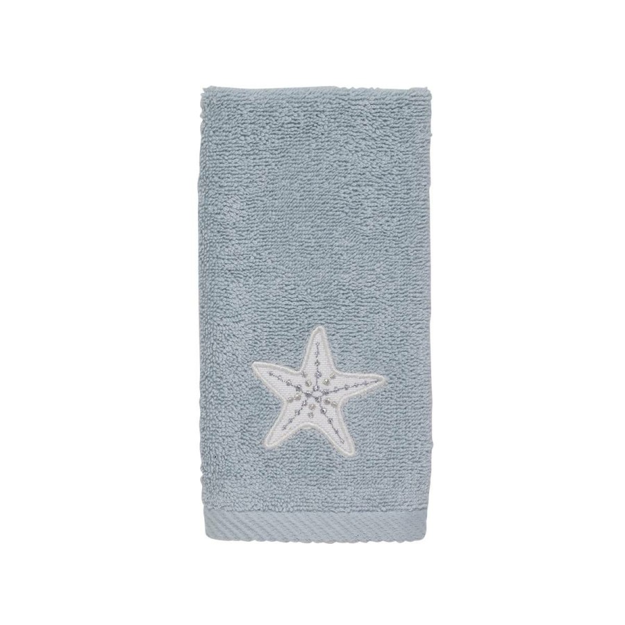 Towels * | Promo Towels Avanti Sequin Shells Fingertip Towel Blue