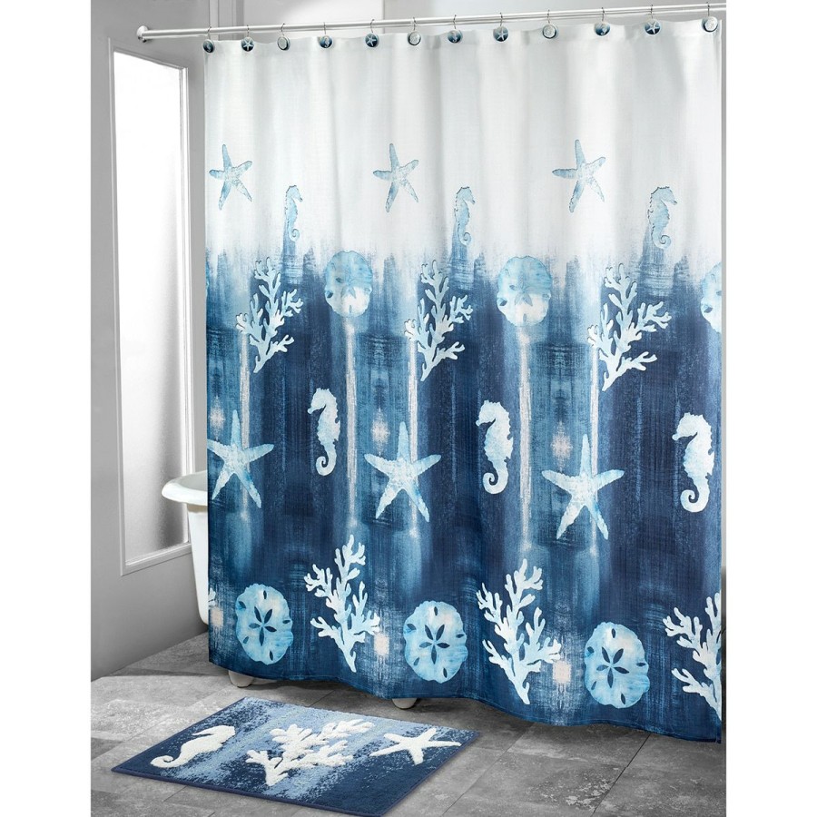 Shower Curtains * | Cheapest Shower Curtains Avanti Batik Coastal Shower Curtain White/Multi