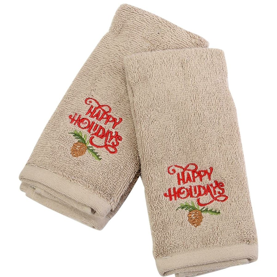 Towels * | Best Reviews Of Avanti Happy Holidays 2Pk. Fingertip Towels Linen