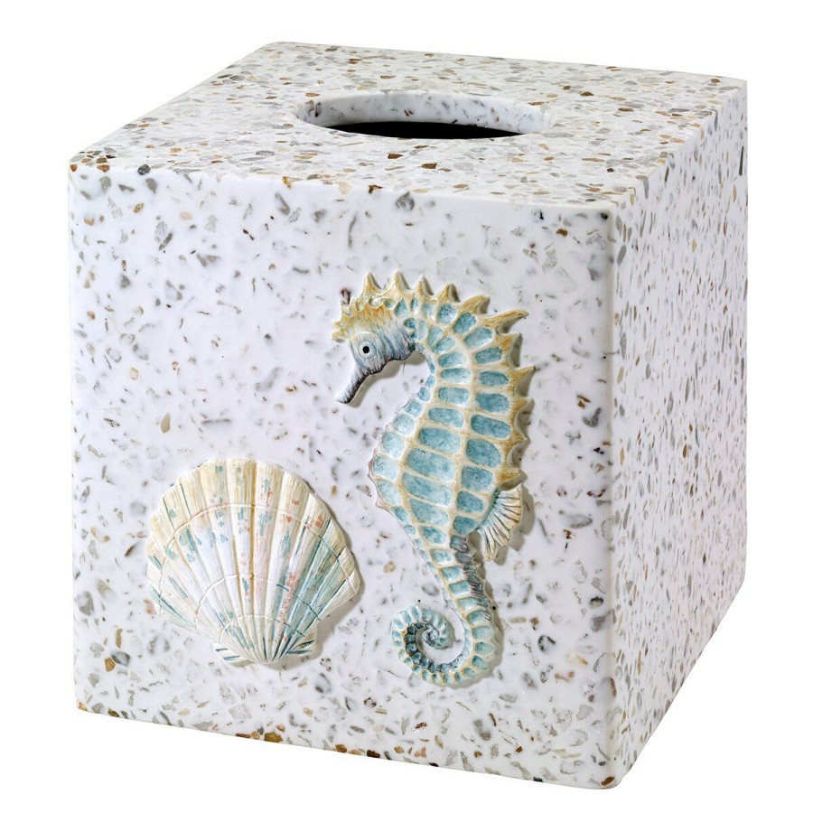 Tissue Box Holders * | Hot Sale Tissue Box Holders Avanti Coastal Terrazzo Tissue Cover White/Multi