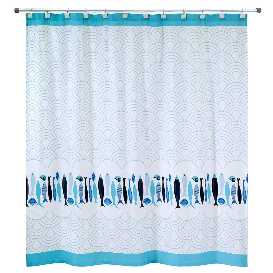 Shower Curtains * | Brand New Shower Curtains Avanti Now House By Jonathan Adler Mercer Shower Curtain White/Mutli