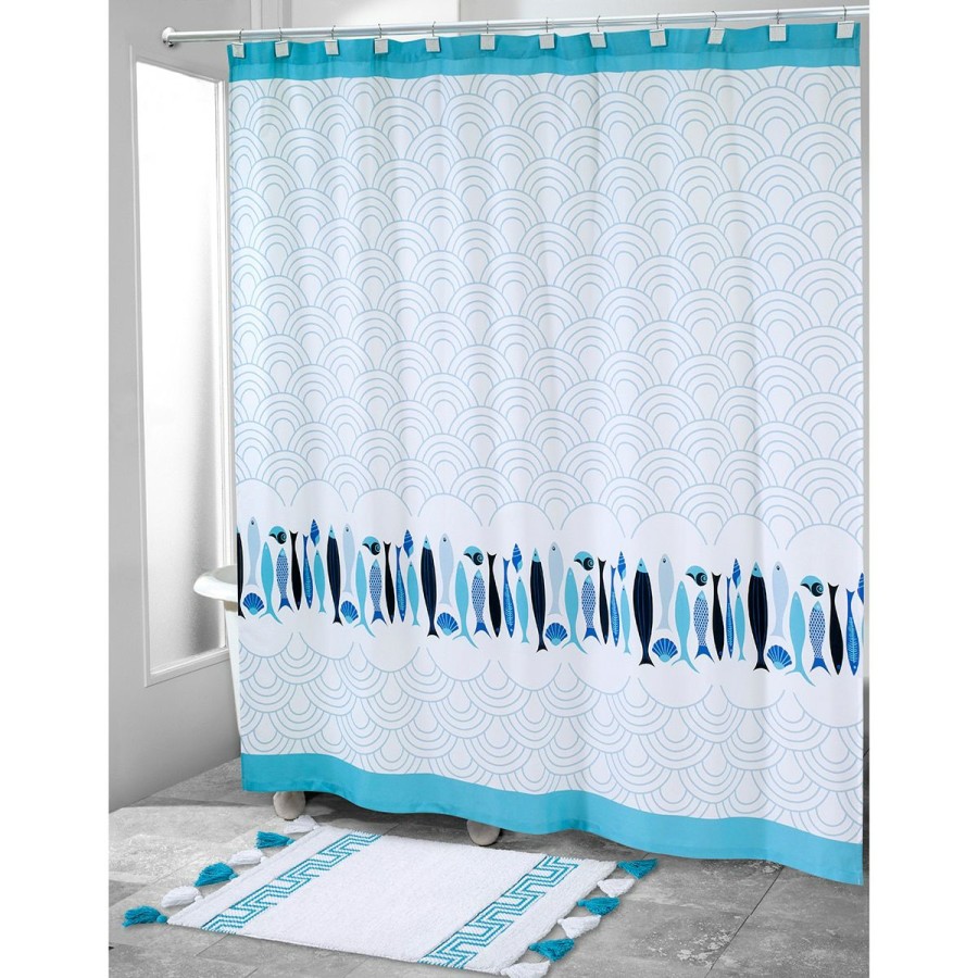 Shower Curtains * | Brand New Shower Curtains Avanti Now House By Jonathan Adler Mercer Shower Curtain White/Mutli