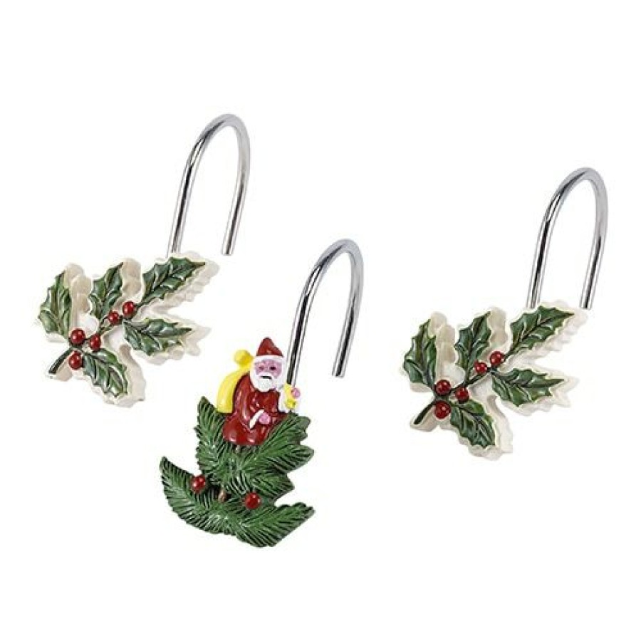 Shower Curtain Hooks * | Budget Avanti Spode Christmas Tree Shower Curtain Hooks Red