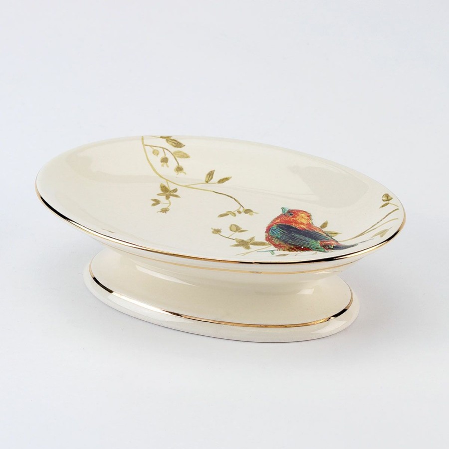 Soap Dishes * | Coupon Soap Dishes Avanti Gilded Birds Soap Dish Ivory