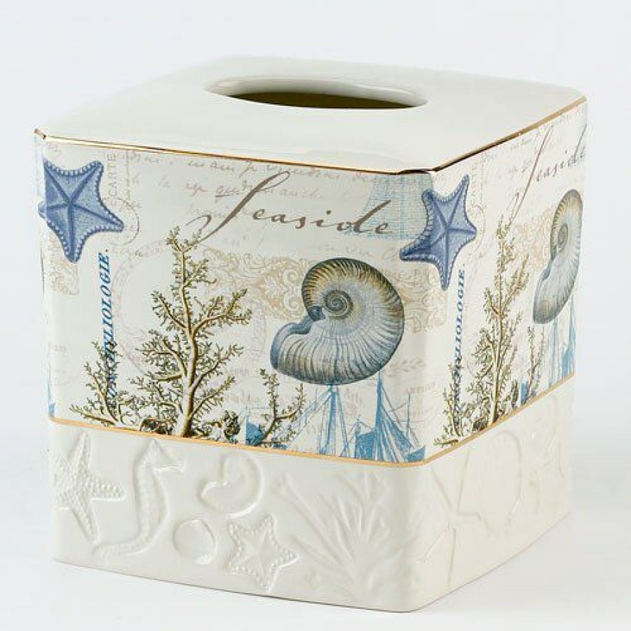 Tissue Box Holders * | Deals Tissue Box Holders Avanti Antigua Tissue Box Cover Ivory