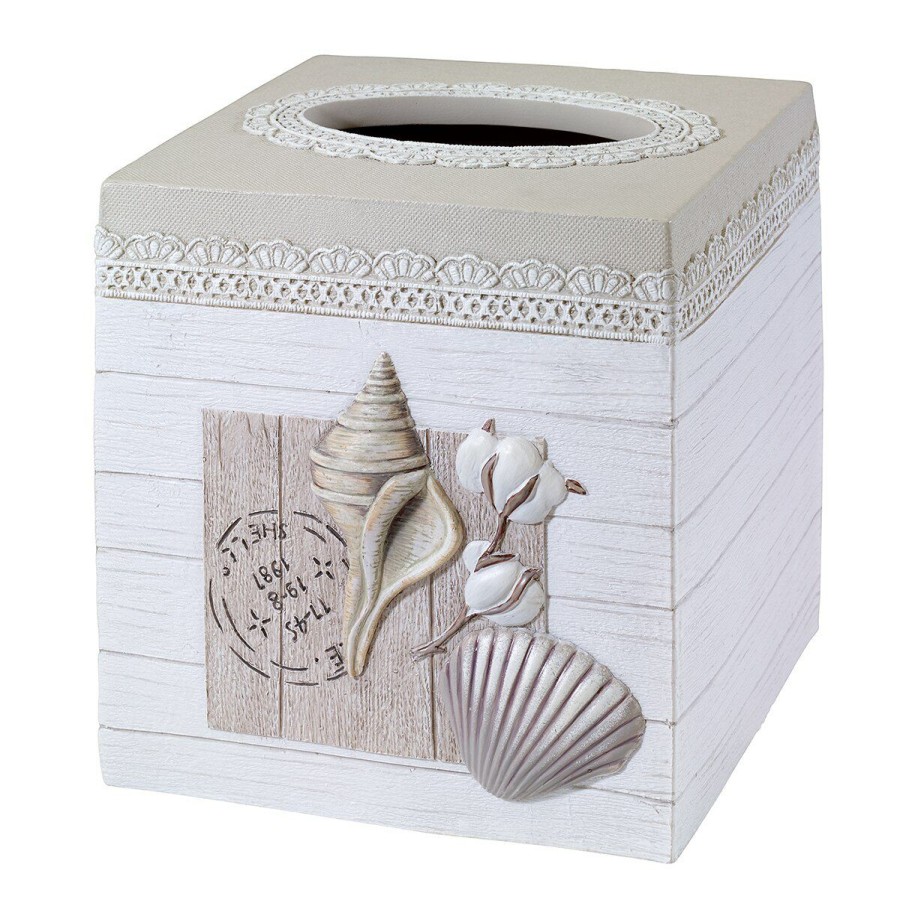 Tissue Box Holders * | New Tissue Box Holders Avanti Hyannis Tissue Cover White/Multi