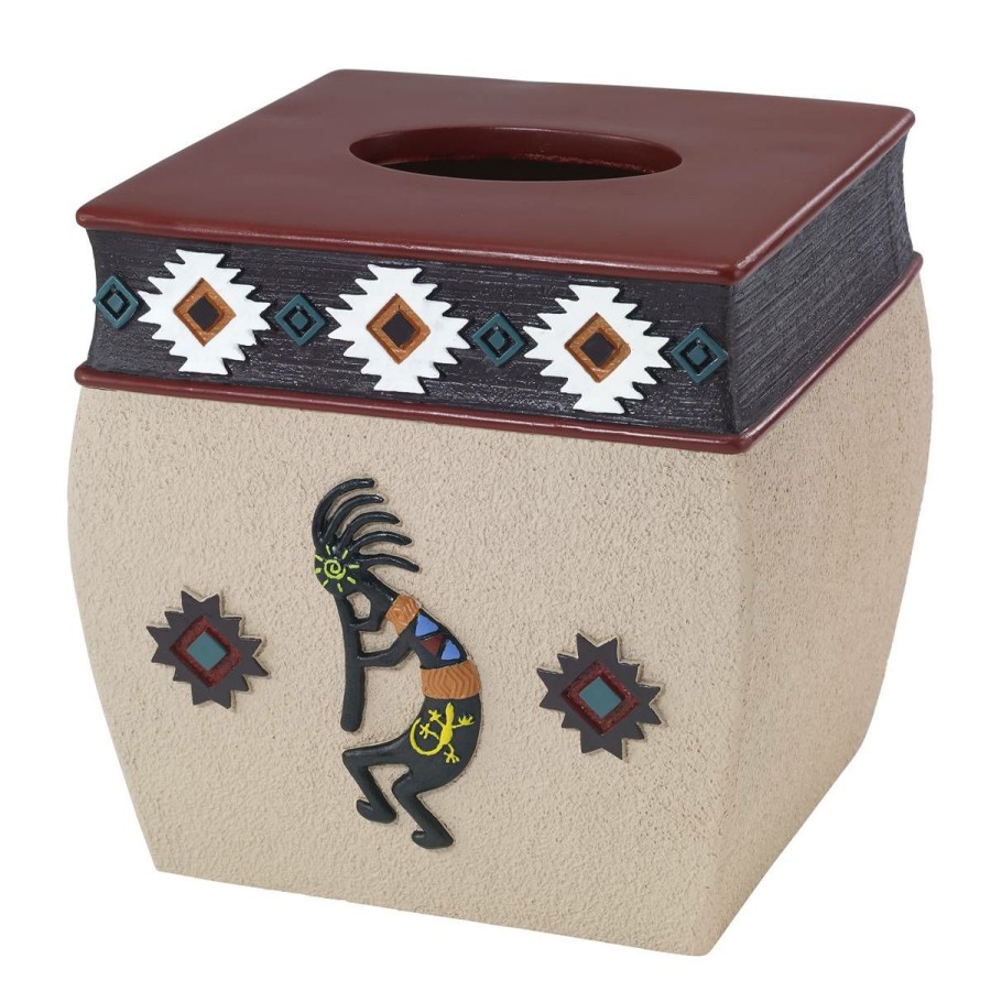 Tissue Box Holders * | Best Reviews Of Tissue Box Holders Avanti Navajo Dance Tissue Cover Beige/Multi