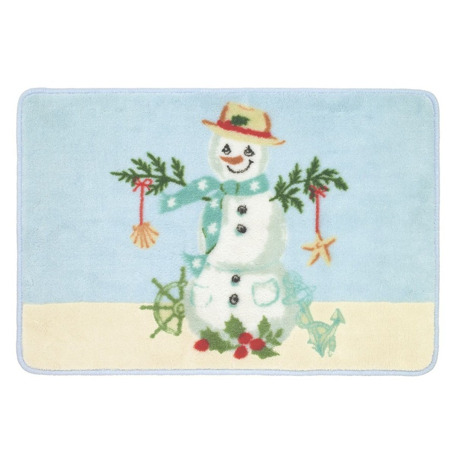 Bath Rugs & Mats * | Flash Sale Bath Rugs & Mats Avanti Coastal Snowman Bath Rug Blue