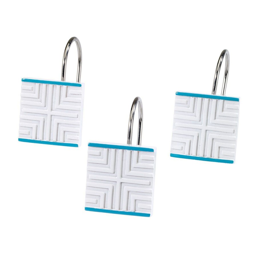 Shower Curtain Hooks * | New Shower Curtain Hooks Avanti Now House By Jonathan Adler Mercer Shower Hooks White/Aqua