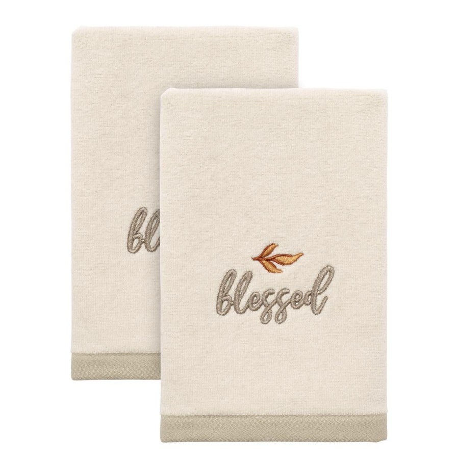 Towels * | Wholesale Avanti Grateful Patch 2Pk. Fingertip Towels Ivory