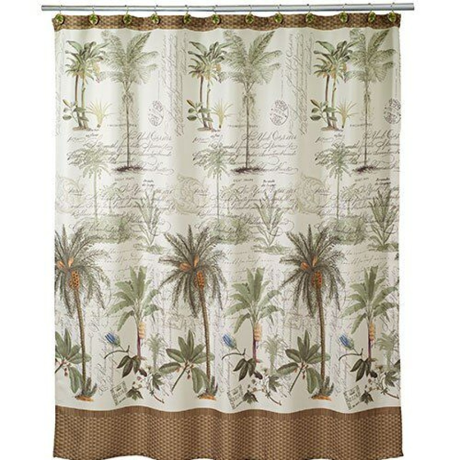 Shower Curtains * | Buy Shower Curtains Avanti Colony Palm Shower Curtain Ivory