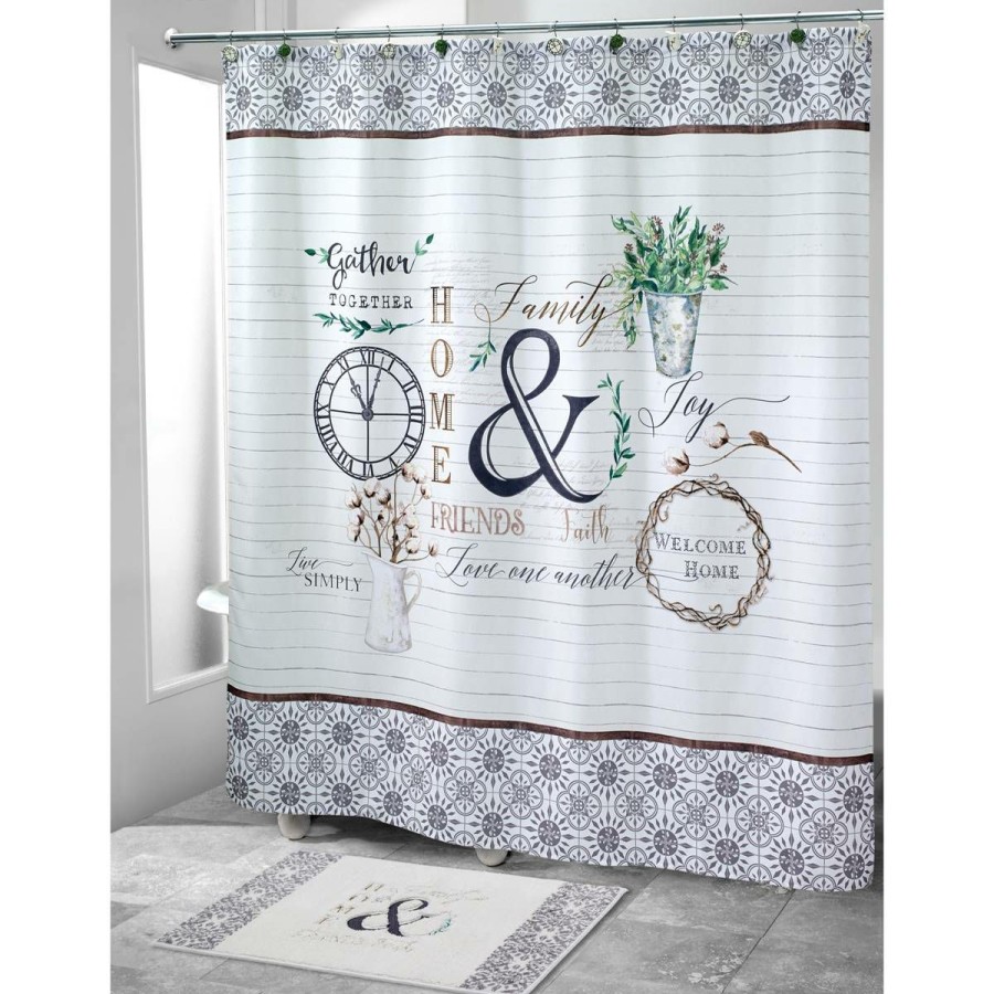 Shower Curtains * | Budget Shower Curtains Avanti Modern Farmhouse Shower Curtain White/Multi