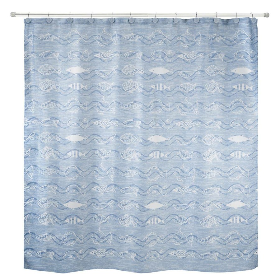 Shower Curtains * | Deals Shower Curtains Avanti Blue Fin Bay Shower Curtain Blue/White