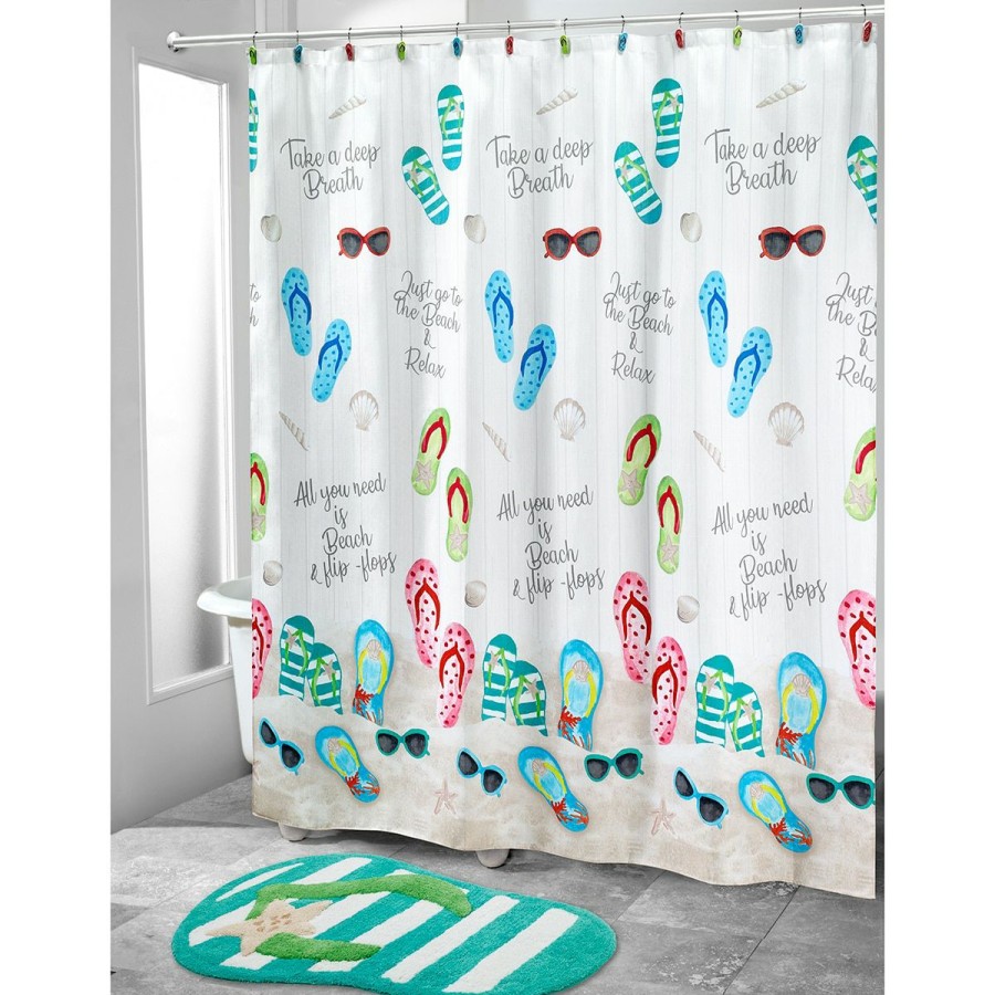 Shower Curtains * | Cheapest Shower Curtains Avanti Beach Mode Shower Curtain White/Multi