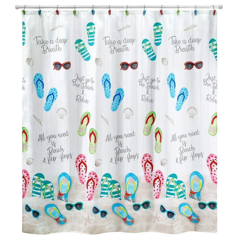 Shower Curtains * | Cheapest Shower Curtains Avanti Beach Mode Shower Curtain White/Multi