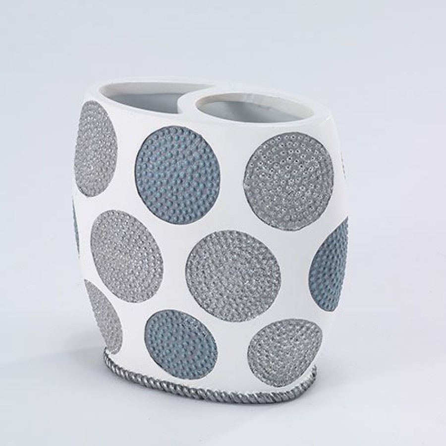 Toothbrush Holders * | Budget Toothbrush Holders Avanti Dotted Circles Toothbrush Holder White