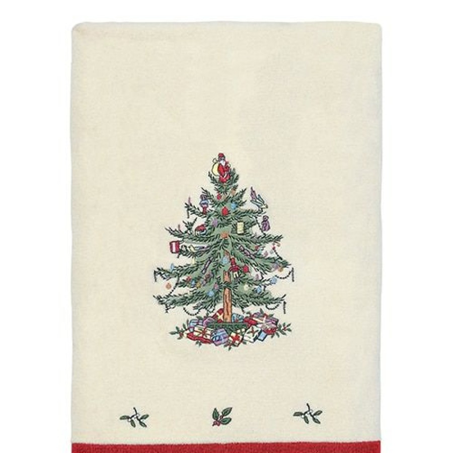 Towels * | Coupon Towels Avanti Spode Christmas Tree Bath Towel Red