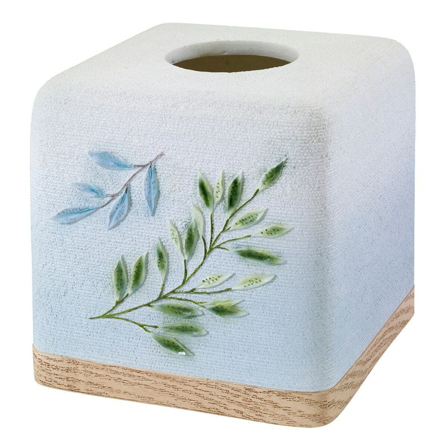 Tissue Box Holders * | Budget Tissue Box Holders Avanti Ombre Leaves Tissue Cover White/Multi