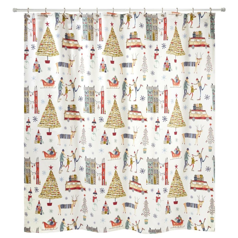 Shower Curtains * | Coupon Shower Curtains Avanti Holiday Town Shower Curtain Multi