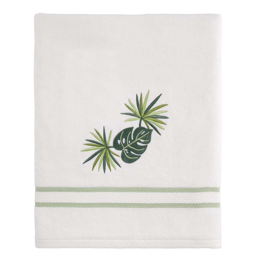 Towels * | Cheapest Towels Avanti Viva Palm Bath Towel White/Green