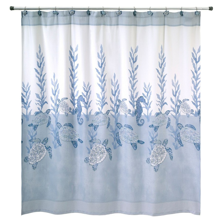 Shower Curtains * | Hot Sale Shower Curtains Avanti Caicos Shower Curtain White/Blue