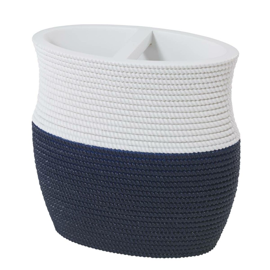 Toothbrush Holders * | Best Deal Toothbrush Holders Avanti Wilmington Toothbrush Holder Navy/White