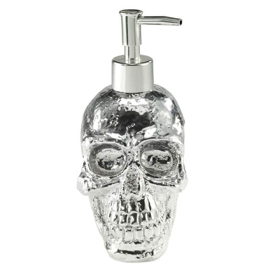 Soap & Lotion Pumps * | New Soap & Lotion Pumps Avanti Electroplated Skull Wilson Lotion Pump Silver