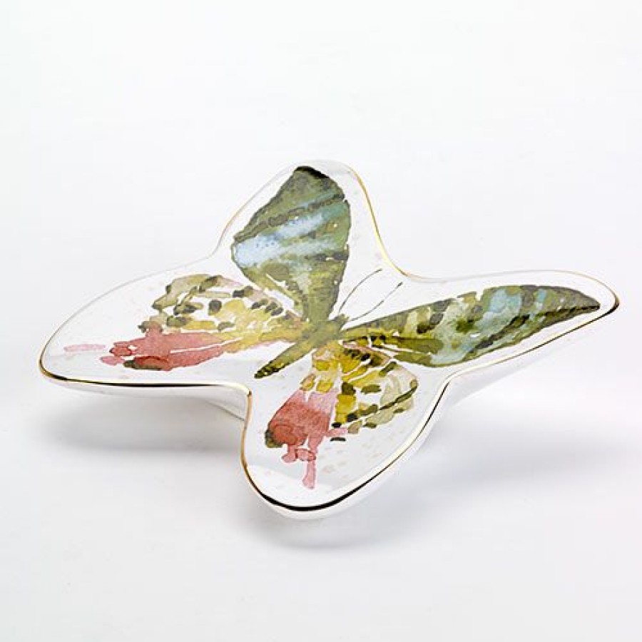 Soap Dishes * | Best Deal Soap Dishes Avanti Butterfly Garden Ceramic Soap Dish White