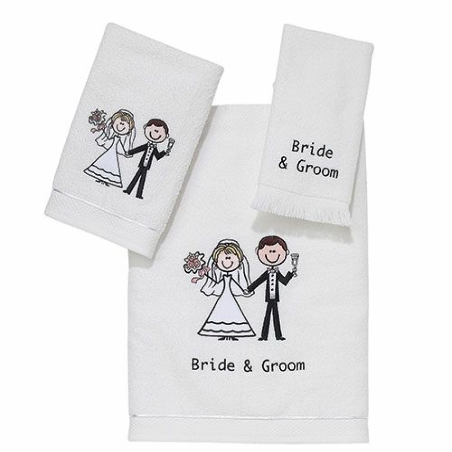 Towels * | Cheapest Towels Avanti Linens Bride & Groom Towel Collection White