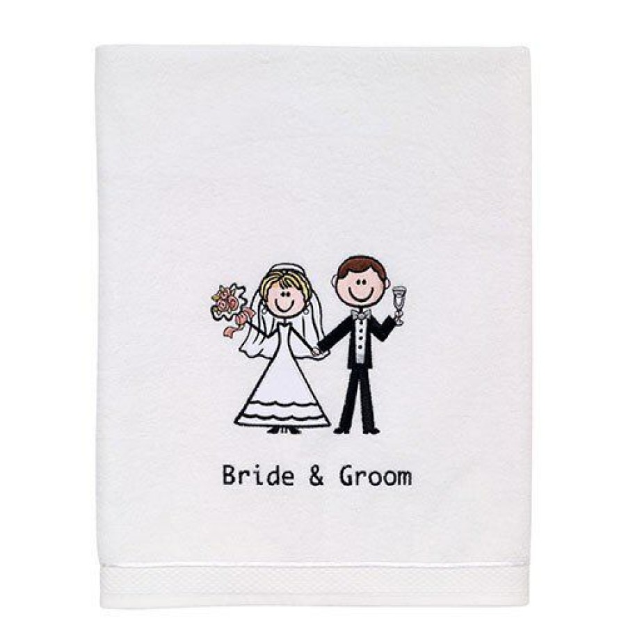 Towels * | Cheapest Towels Avanti Linens Bride & Groom Towel Collection White