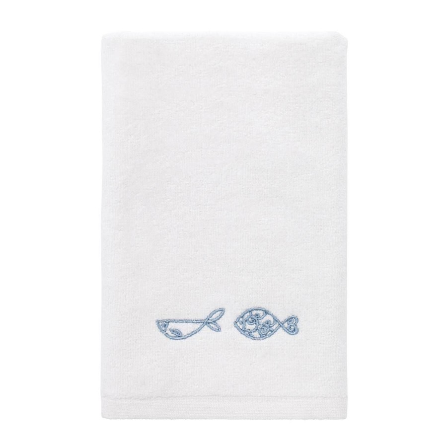 Towels * | Flash Sale Towels Avanti Blue Fin Bay Fingertip Towel White/Blue