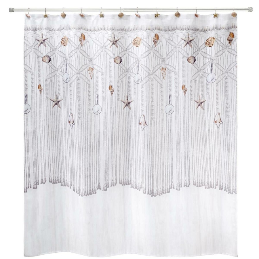 Shower Curtains * | Best Reviews Of Shower Curtains Avanti Macrame Shells Shower Curtain Ivory