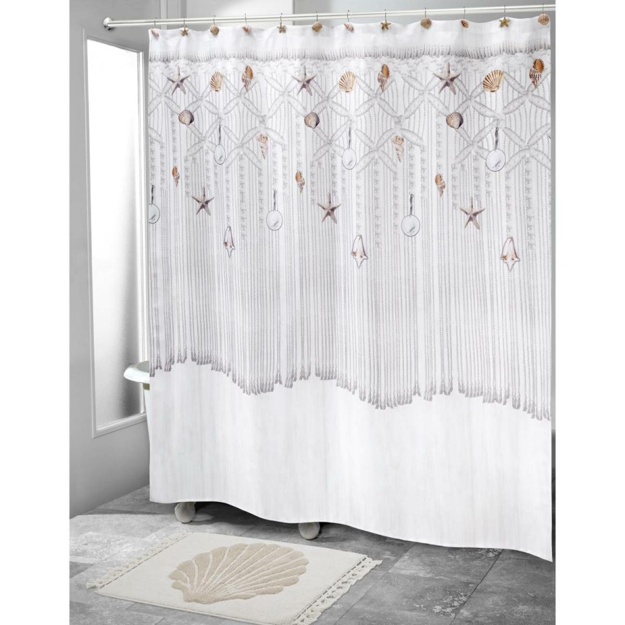 Shower Curtains * | Best Reviews Of Shower Curtains Avanti Macrame Shells Shower Curtain Ivory