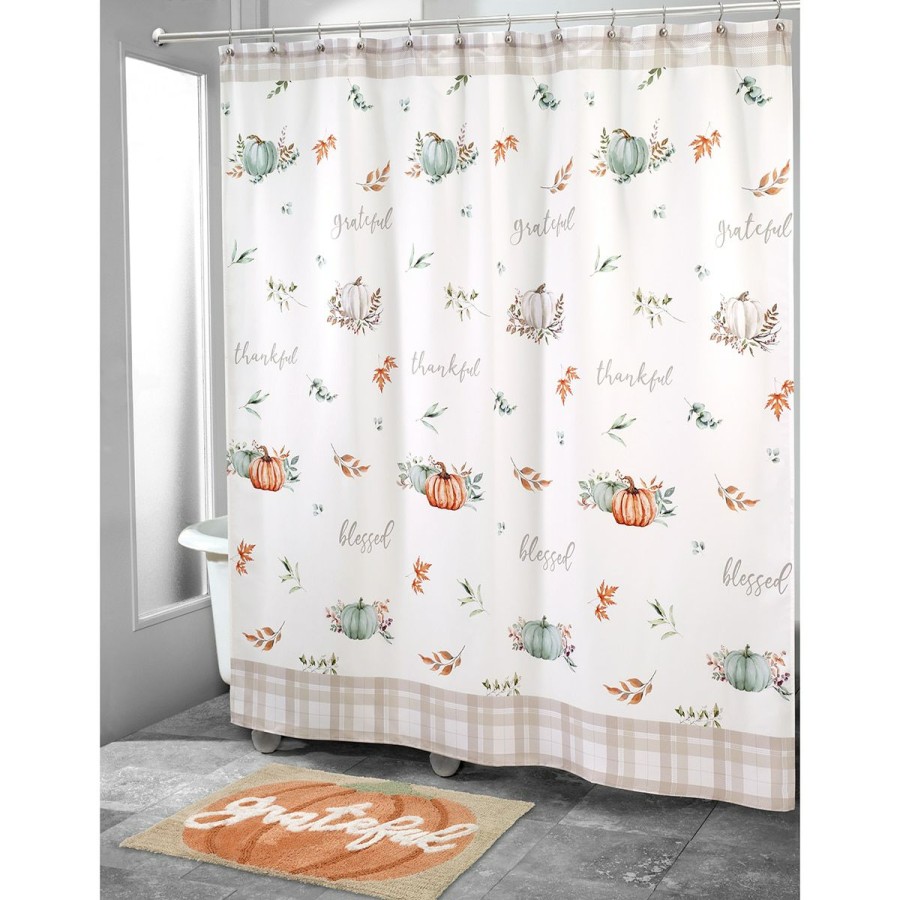 Shower Curtains * | Best Sale Shower Curtains Avanti Grateful Patch Shower Curtain Orange/Multi